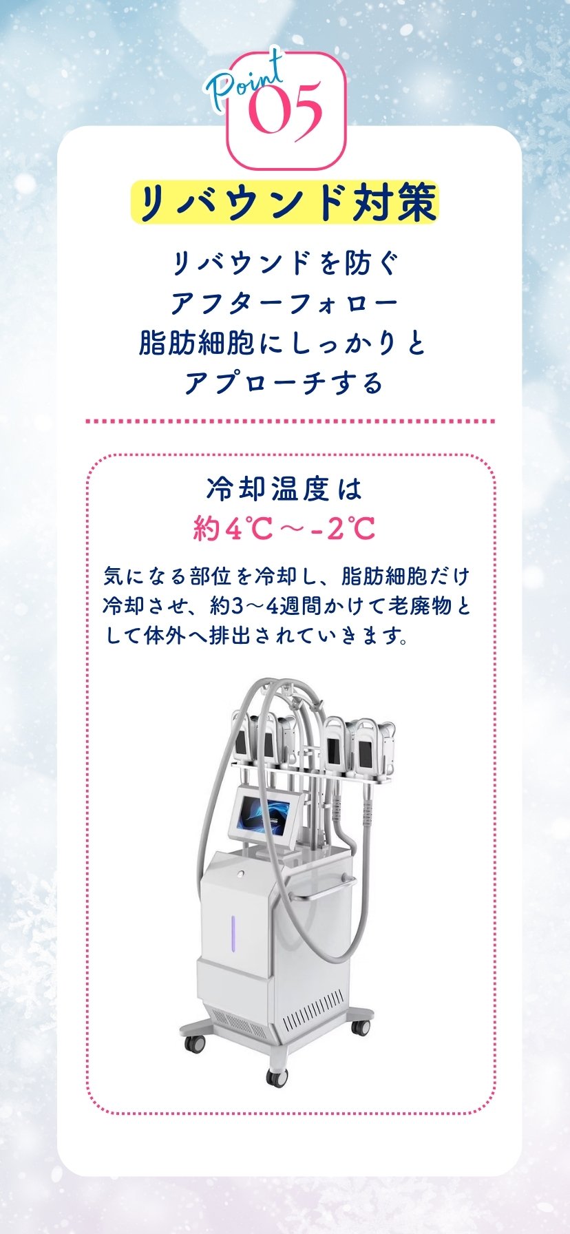 Point05 リバウンド対策 冷却温度約4℃〜-2℃